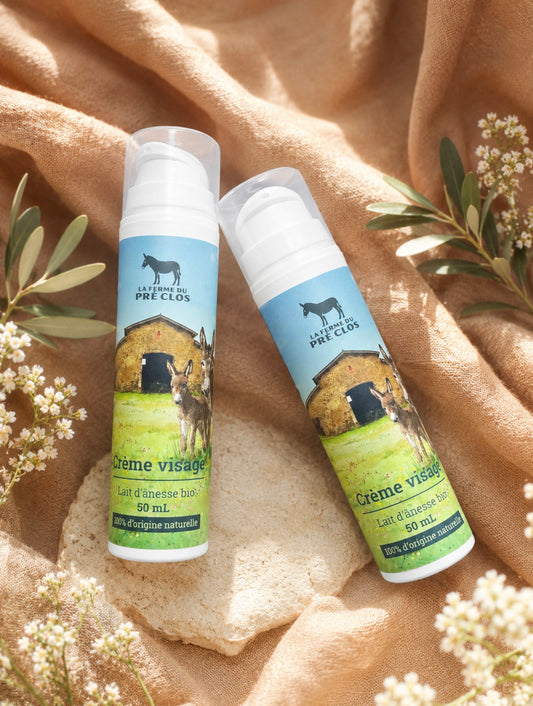 Crème visage au lait d’ânesse – 10% de lait de notre ferme